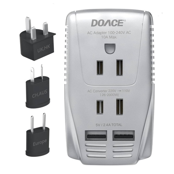 DOACE ® 220V to 110V Converter 10A Power Adapter with US (2000W Travel Voltage) - Picture 1 of 7